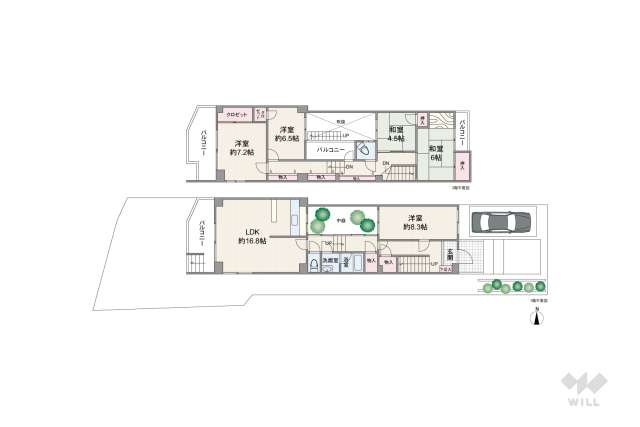神戸市東灘区森北町5丁目 テラスハウス:間取り図面