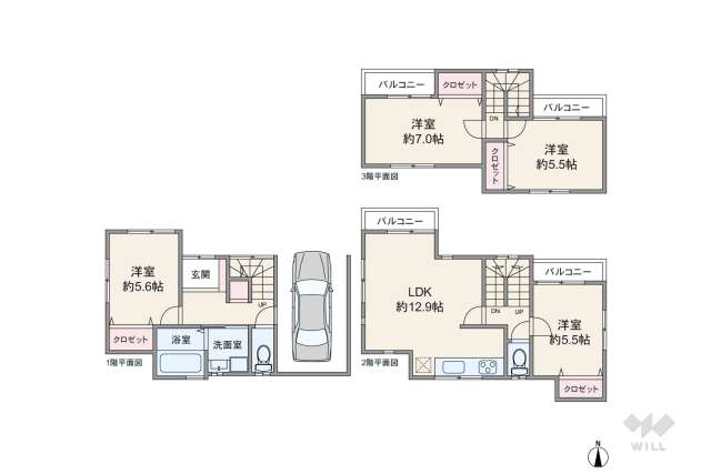 豊中市勝部3丁目 一戸建て:間取り図面