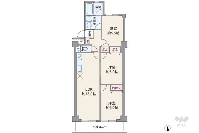 宝マリーンハイツB棟:間取り図面