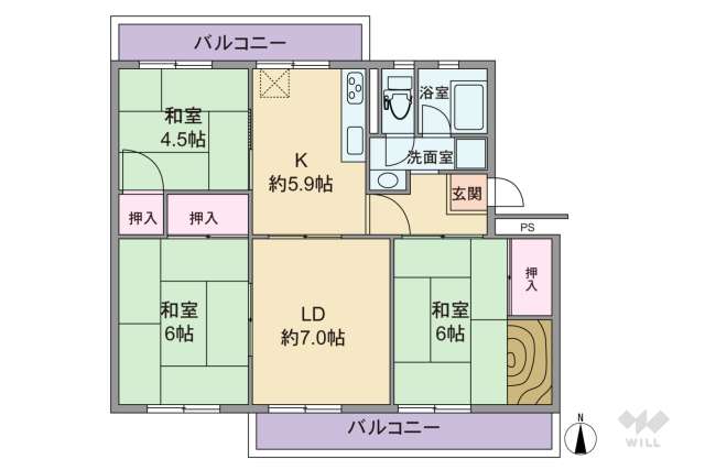 宝塚西山住宅2号棟:間取り図面