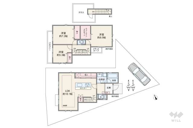 世田谷区北烏山8丁目 一戸建て:間取り図面