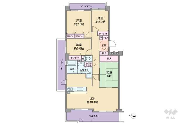 リーベスト御影Ｂ棟:間取り図面