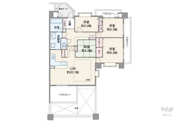パルシオ東山元町:間取り図面