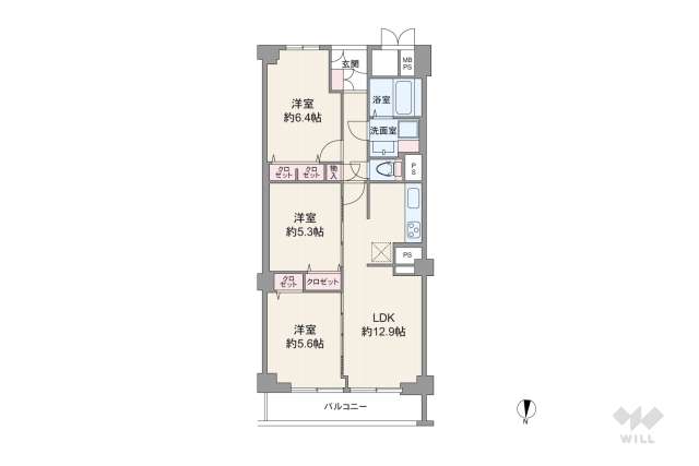 三ツ池台マンション　:間取り図面