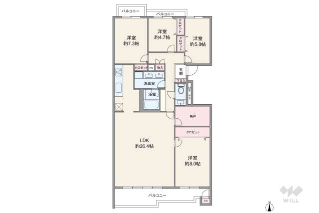 東急ドエルアルス弦巻1号棟:間取り図面