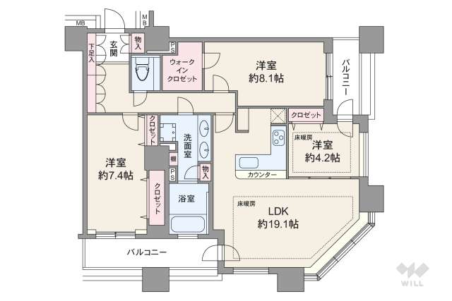 カテリーナ三田タワースイート:間取り図面