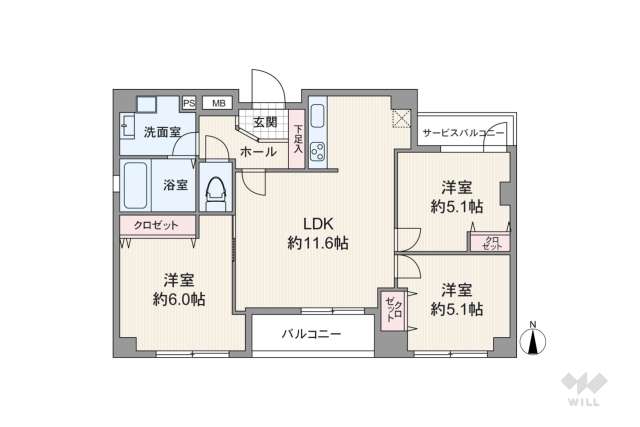 グランドシーズ大手前:間取り図面