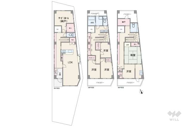 名古屋市昭和区川名町4丁目 一戸建て:間取り図面