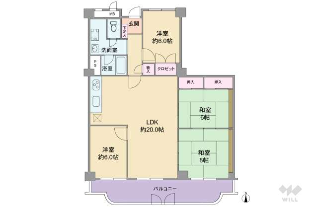 逆瀬川グリーンハイツ　B棟:間取り図面