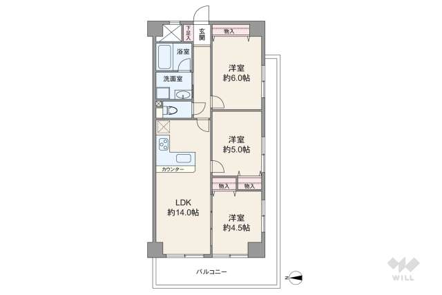 グリーンパーク花畑1パサージュ:間取り図面