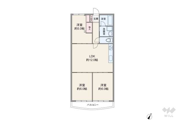 ろうきん昆陽コーポD棟:間取り図面
