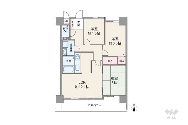 ライオンズマンション左京山第5:間取り図面