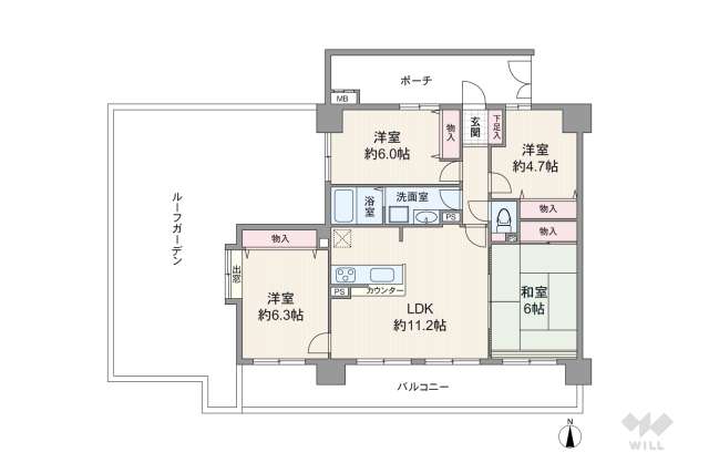 宝マンション川間町:間取り図面