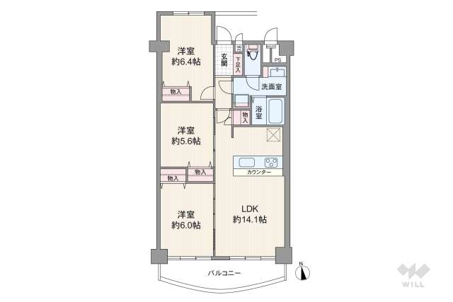 南茨木ハイタウン美沢Ｆ棟:間取り図面