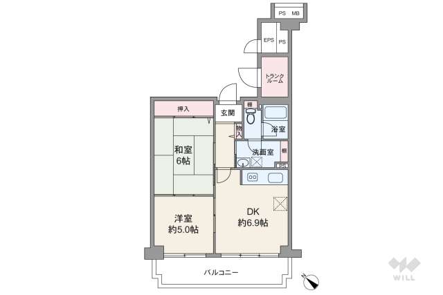 ジャルダン宝塚中山台弐番館A棟:間取り図面