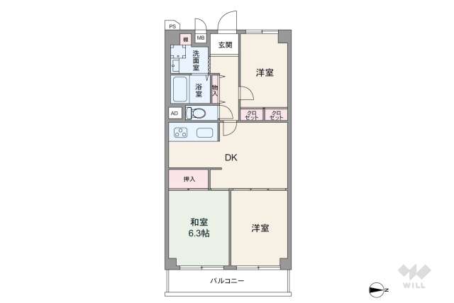 日商岩井第三武蔵小杉マンション:間取り図面