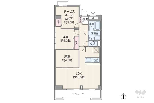 三旺マンション上脇B棟:間取り図面