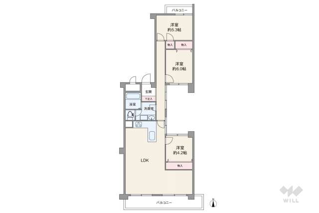 エクセルハイツ豊中上野坂2号館:間取り図面