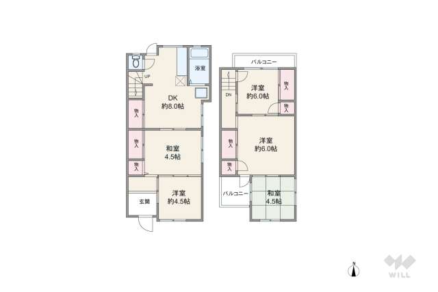 新宿区若松町 テラスハウス:間取り図面