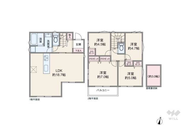 箕面市瀬川2丁目 一戸建て:間取り図面