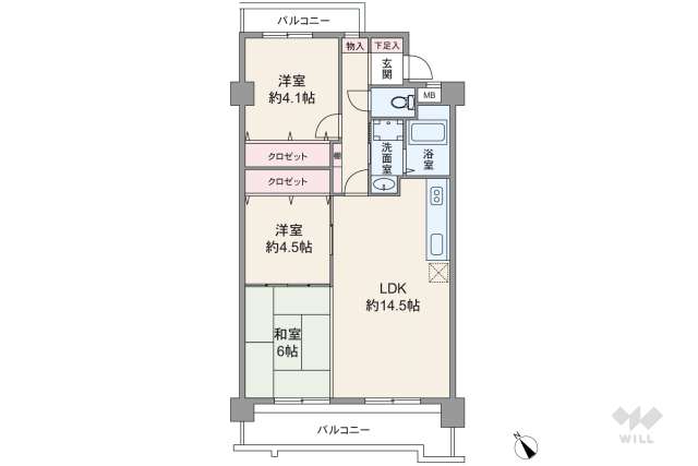 宝大永寺ハイツ:間取り図面