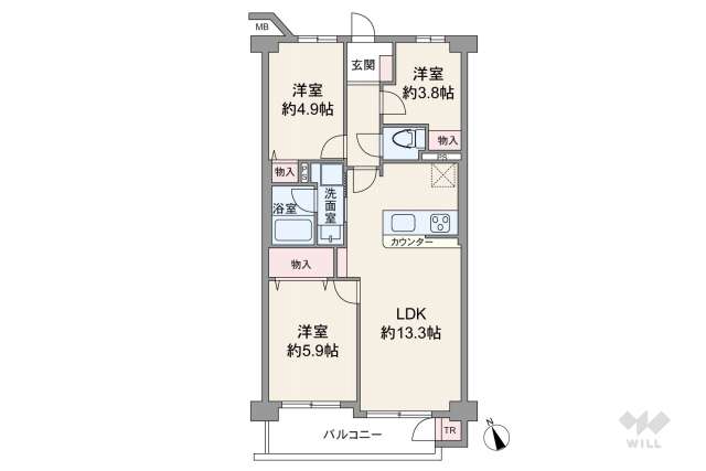 コスモ町屋:間取り図面