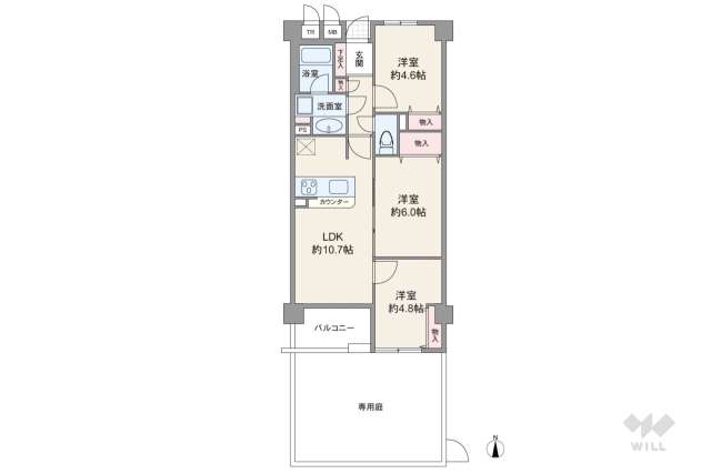 コスモ北綾瀬クィーンズテラス:間取り図面