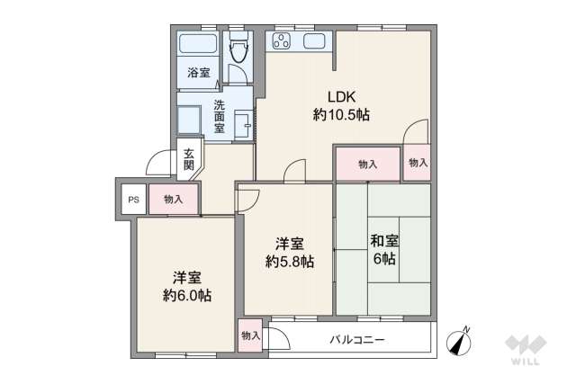 渦ヶ森コーポ1号館:間取り図面