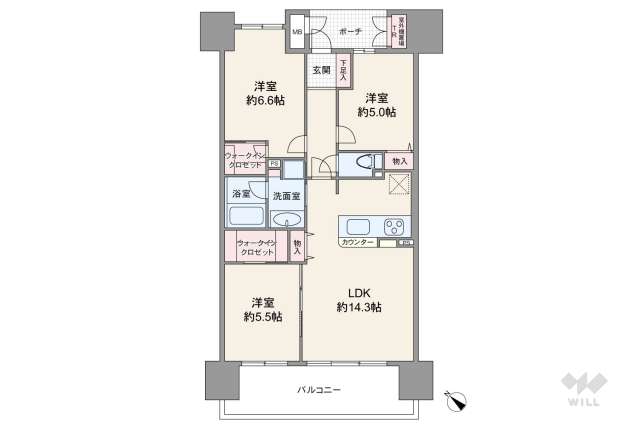 コスモシティ住吉川公園Ａ棟:間取り図面