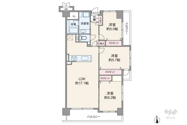 ライオンズマンション川口飯塚:間取り図面