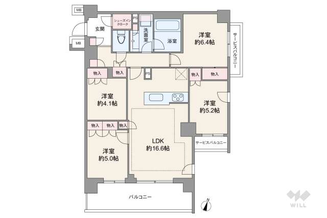 アトラスシティ千歳烏山グランスイート　風の棟:間取り図面