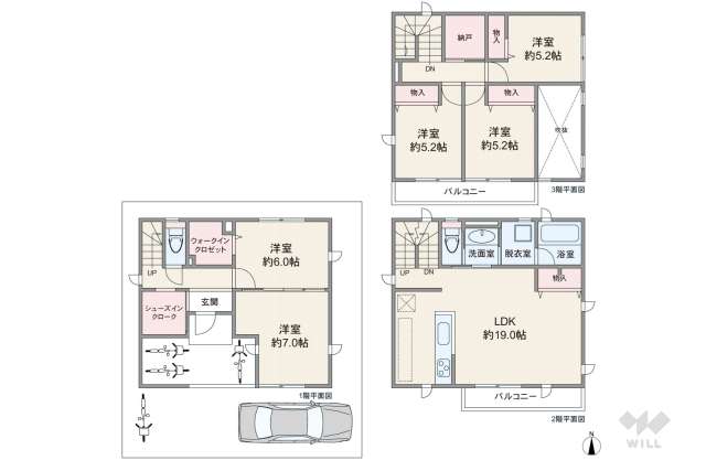 川崎市中原区木月3丁目 一戸建て:間取り図面