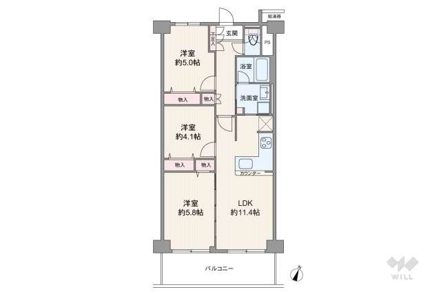 レックスタウン新高1号棟:間取り図面
