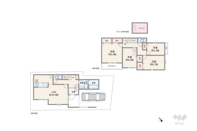 川崎市高津区千年 一戸建て:間取り図面