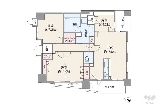 モアグレース瑞穂田辺通:間取り図面