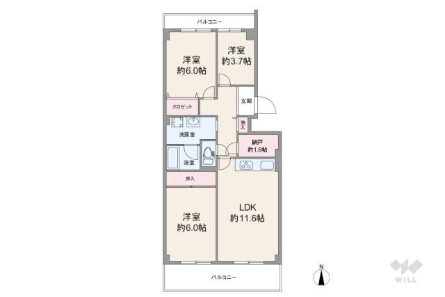 コープ野村第2伊丹E棟:間取り図面