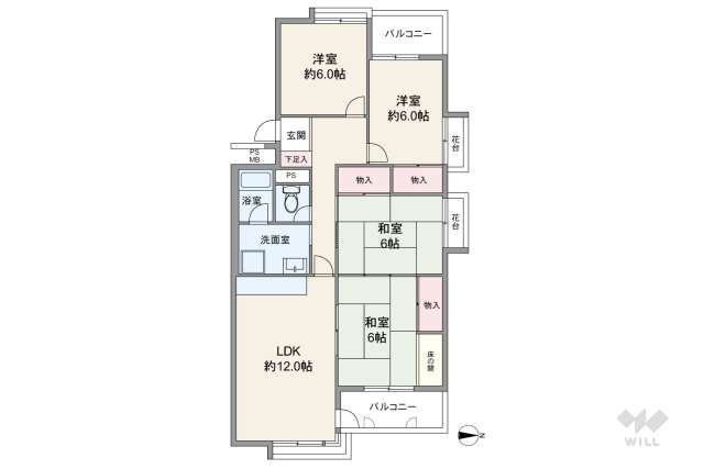 古市南コーポ2号棟:間取り図面