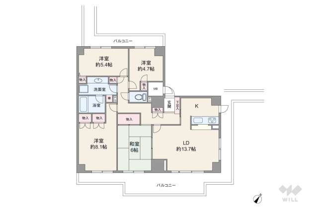 パークハウス猪名川壱番街B棟:間取り図面
