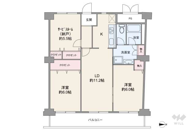 ユニライフ緑地公園2:間取り図面