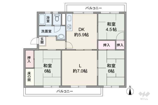 宝塚西山住宅2号棟:間取り図面