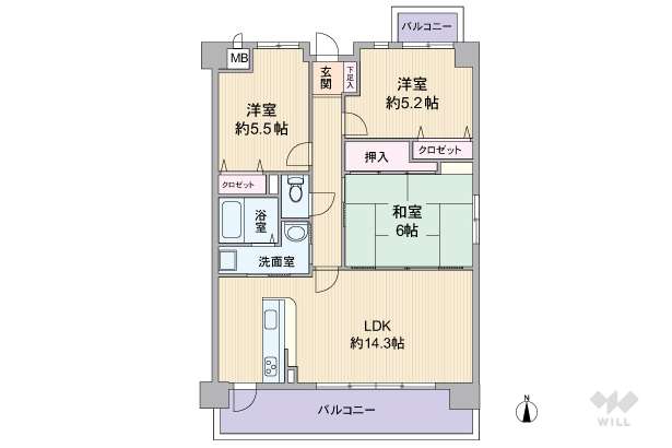 エーベル武庫之荘壱番館:間取り図面
