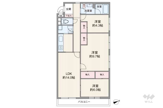 宮前平土橋スカイマンション:間取り図面