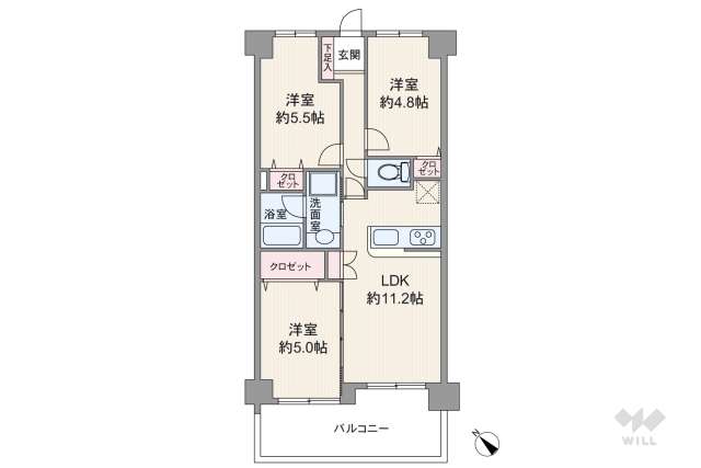 武庫川公園レックスマンション:間取り図面