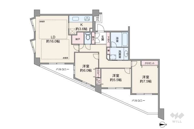 ライオンズマンション武蔵新城緑園の街壱番館:間取り図面