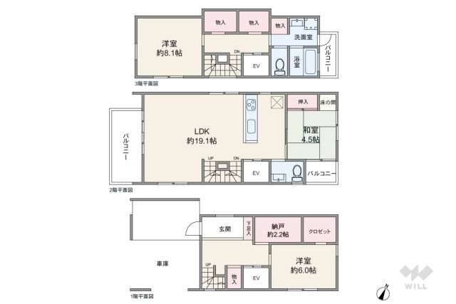 世田谷区奥沢2丁目 一戸建て:間取り図面