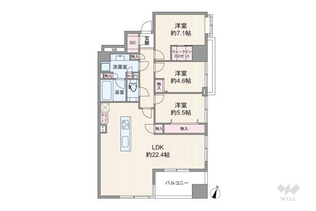 上野毛南パークホームズ:間取り図面