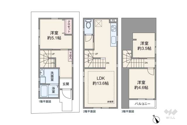 大田区東雪谷4丁目 一戸建て:間取り図面