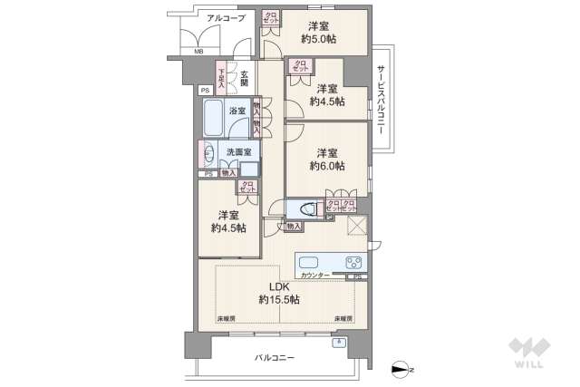 プレサンスロジェ尼崎:間取り図面