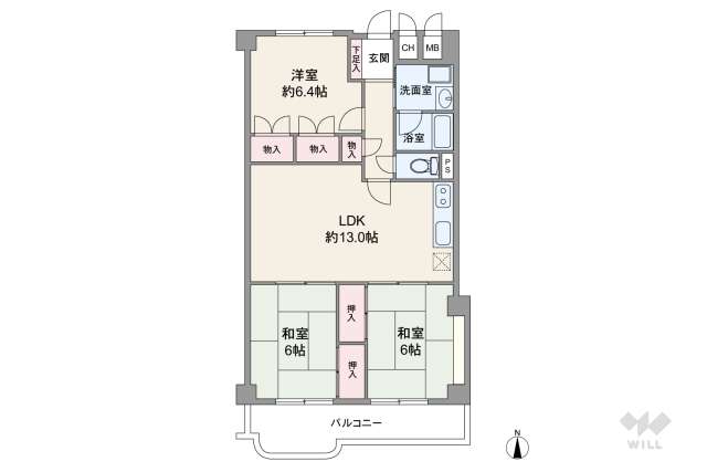 立花グリーンハイツ4号棟:間取り図面