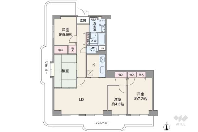 芦花公園スカイハイツ:間取り図面
